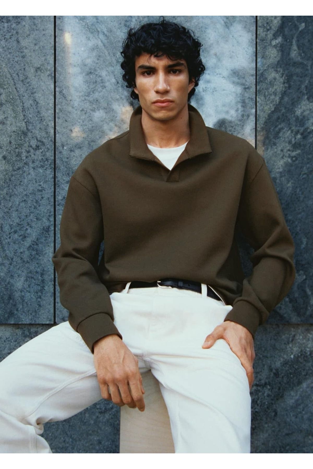 MANGO Man-Relaxed Fit Polo Sweatshirt 6