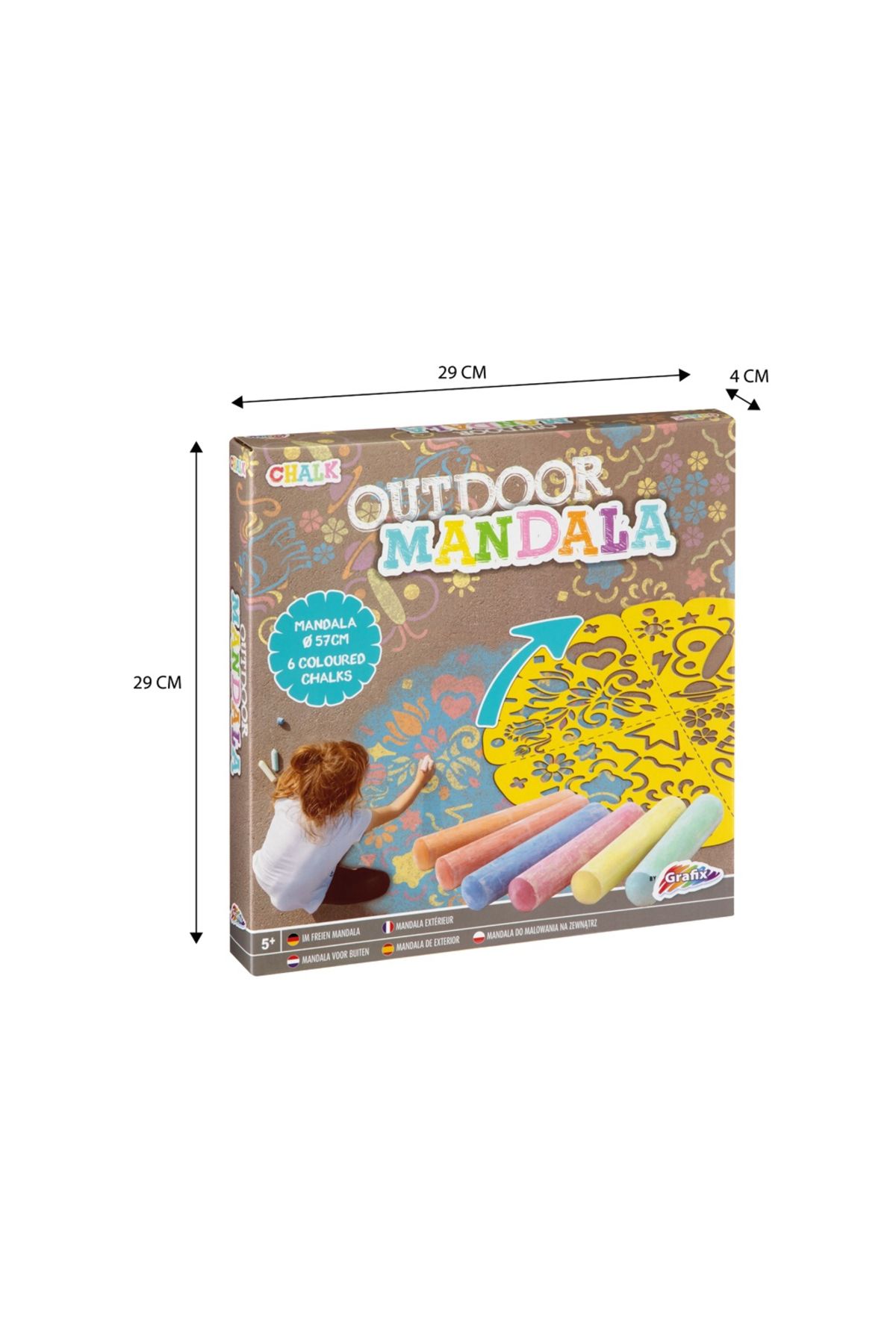 GRAFİX-Set DIY, cu sablon XXL si creta colorata de exterior, Mandala, Grafix 8