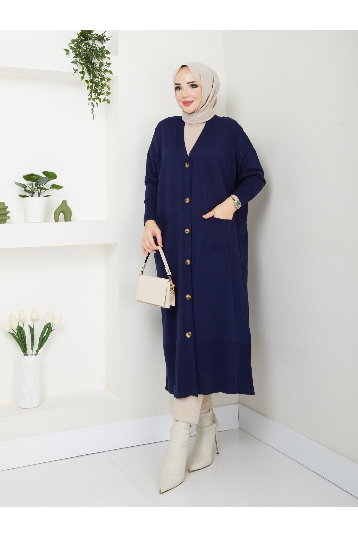 MODAMÜNASİP  Harika Yumuşacık Hafif Yarasa Kol Triko Hırka - Görsel 2