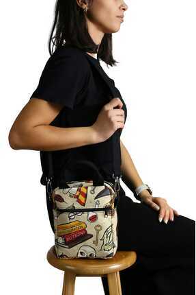 BUSRAKAZANCDESİGN Harry Potter Desenli Çapraz Omuz Çantası