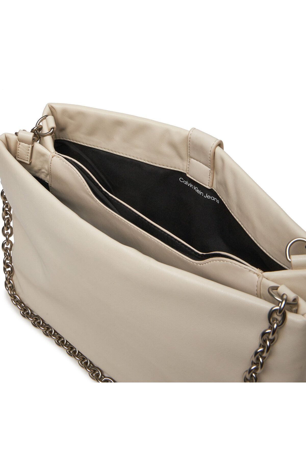 Calvin Klein-Women's Brand Logo Shoulder Strap Compartment Casual Beige Shoulder Bag K60K 612227 -Acf 5