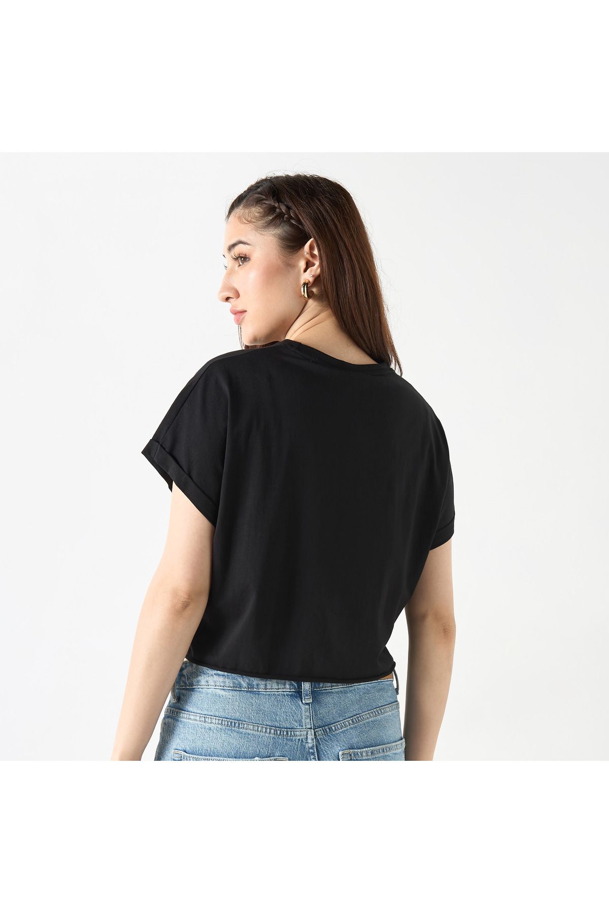 SP Characters-Nirvana Print Crop Top with Extended Sleeves 3