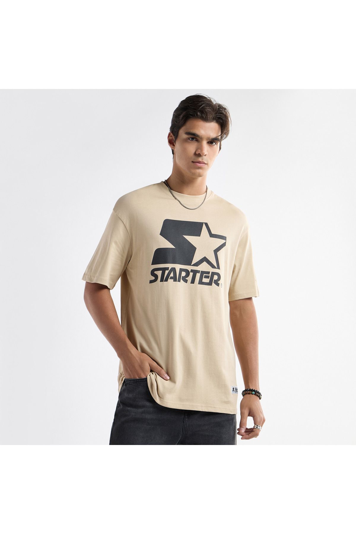 FAV-Starter Logo Print Crew Neck T-shirt with Short Sleeves 1