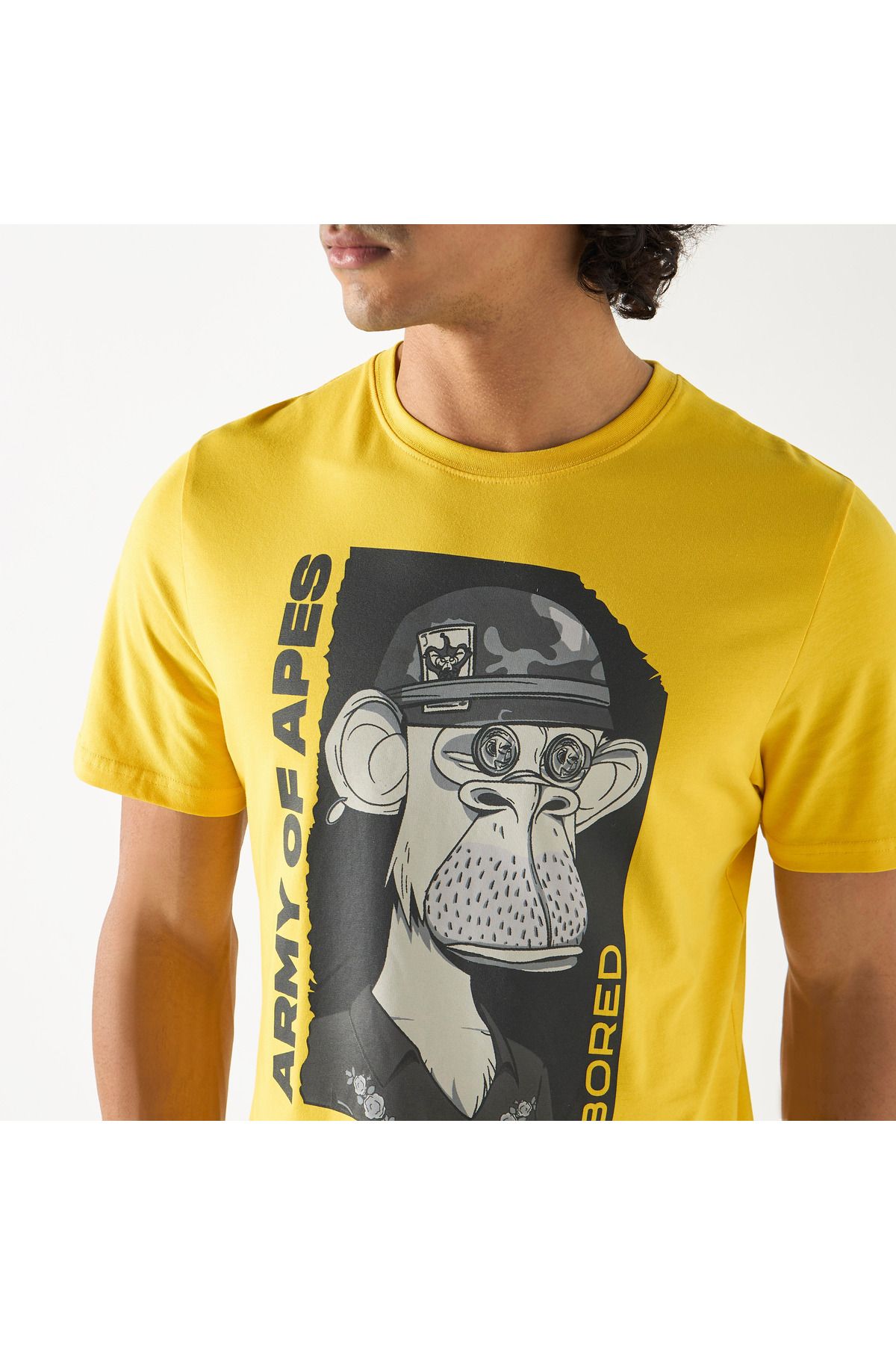 SP Characters-Army of Apes Print T-shirt with Crew Neck and Short Sleeves 4