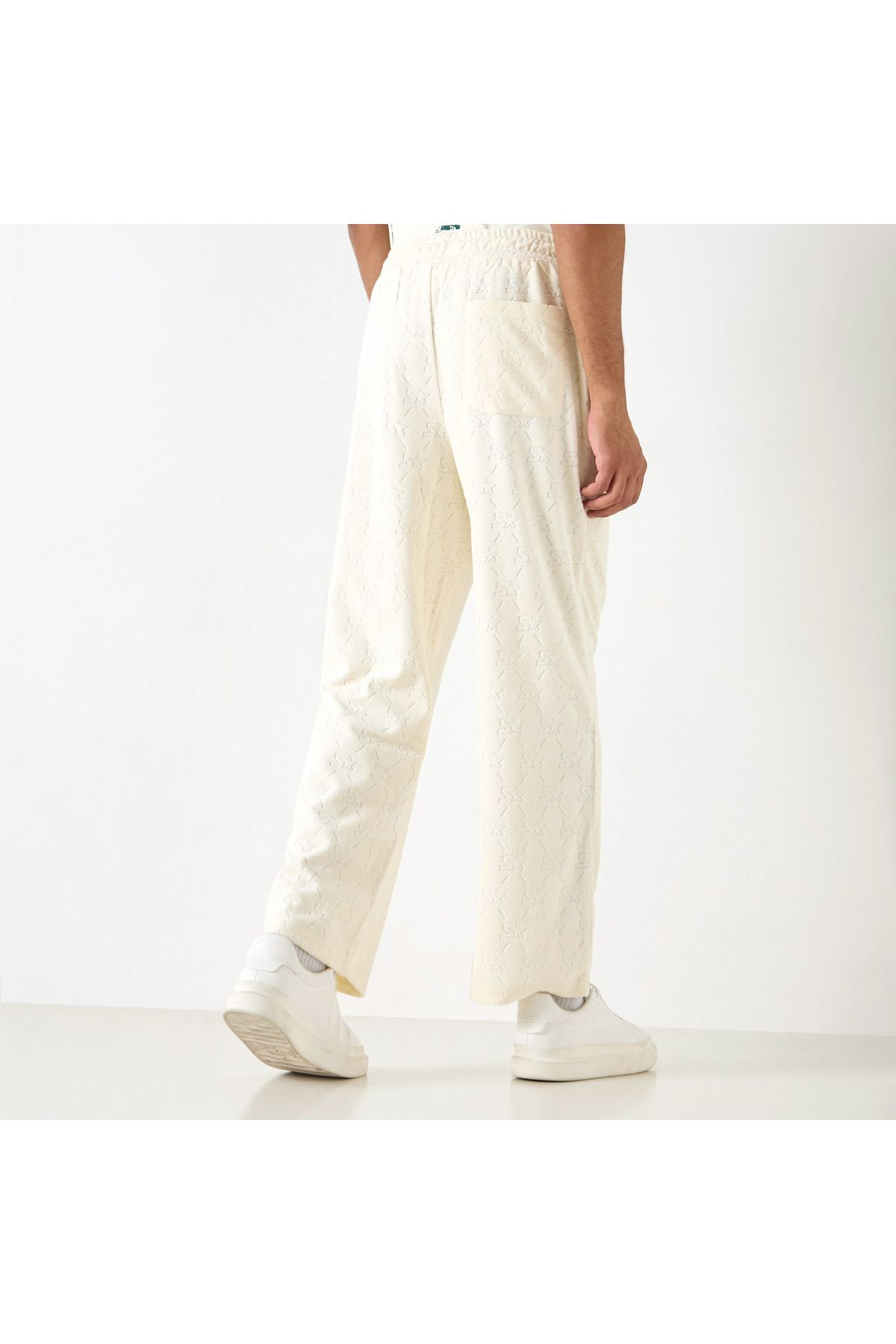 Starter-All-Over Monogram Detail Track Pants with Drawstring Closure and Pockets 3