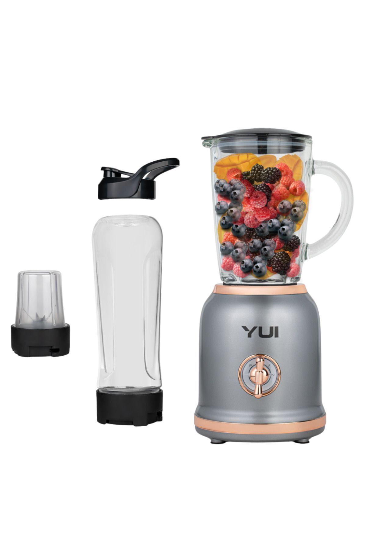 Yui-Personal Blender Set - M18 (450 ml Glass Jar with Handle, 600 ml Smoothie Cup, 180 ml Coffee Grinder) 4