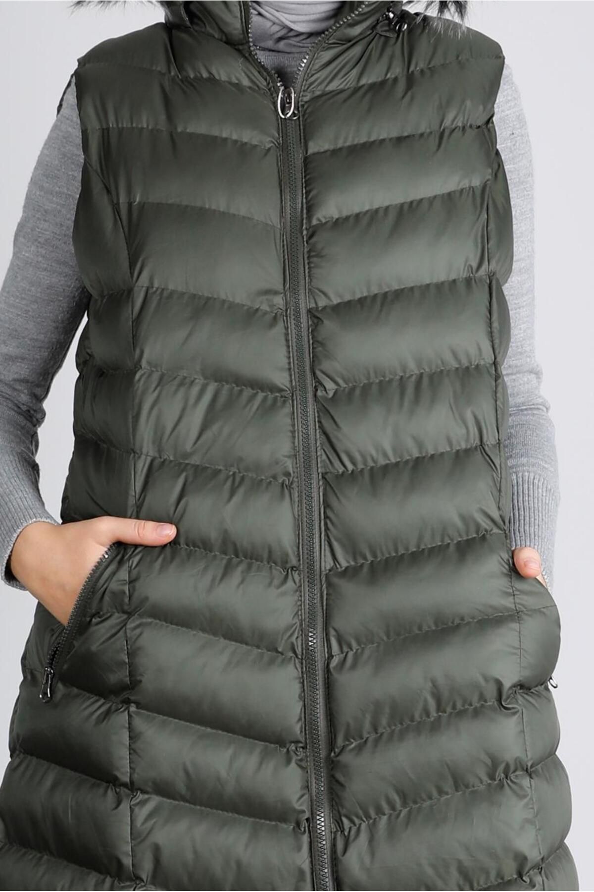 Alvina-Hooded Fur Puffer Vest 90334 4