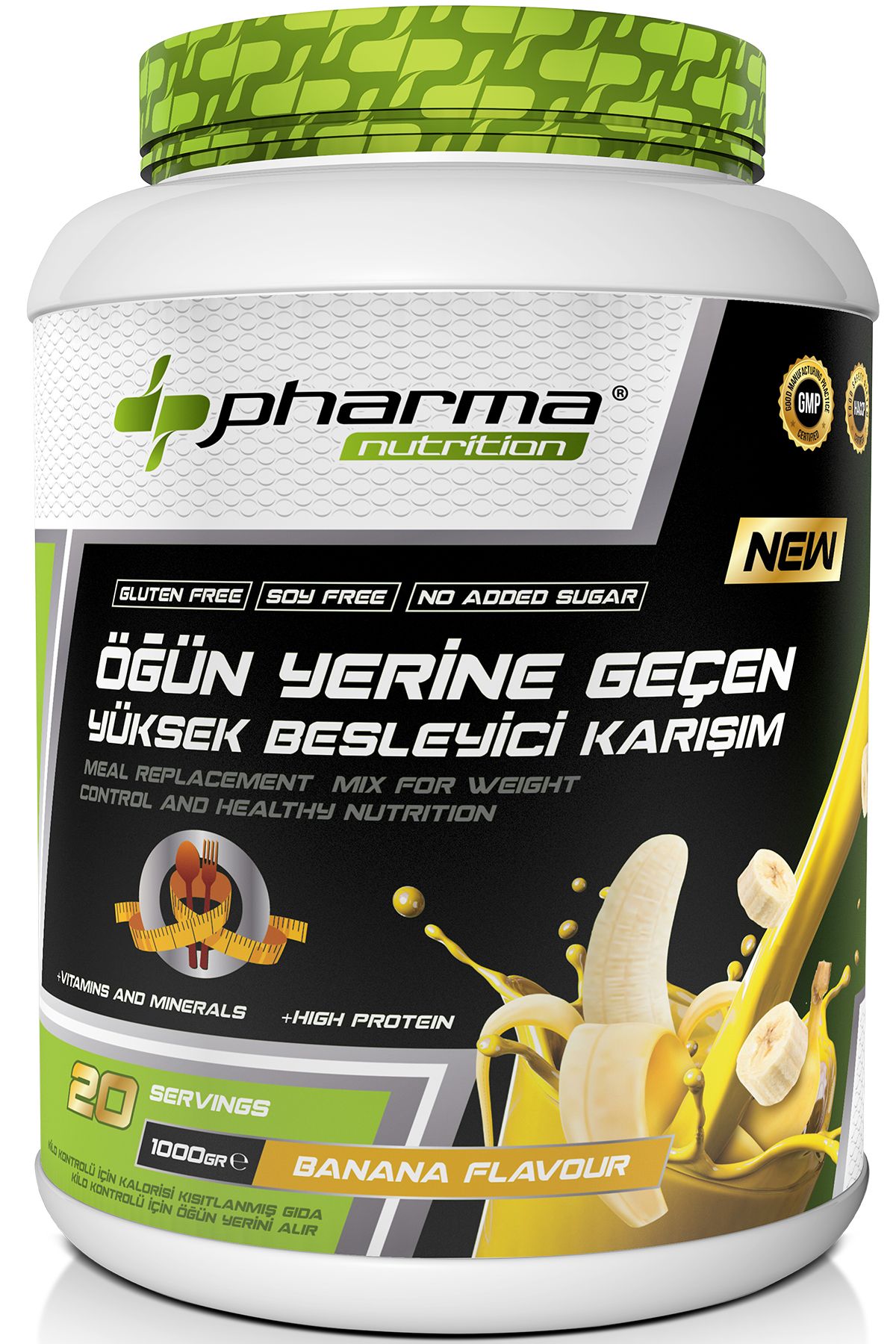 Pharma Nutrition Proteinli Öğün Tozu Öğün Yerine Geçen Besleyici Shake Muz Aromalı 20 Servis 1000 Gr