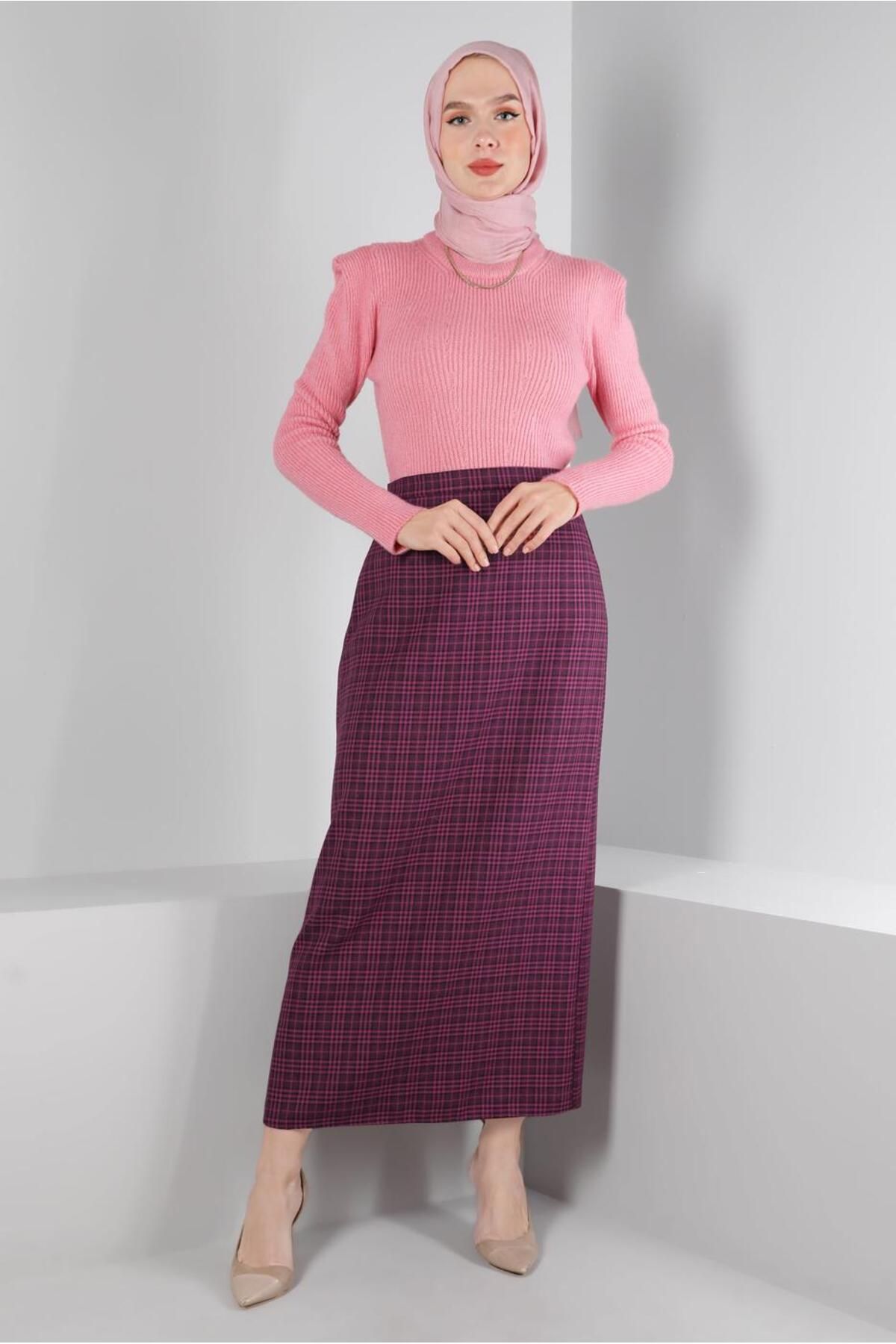 دامن طرح دار با چاک مخفی 60368 Alvina