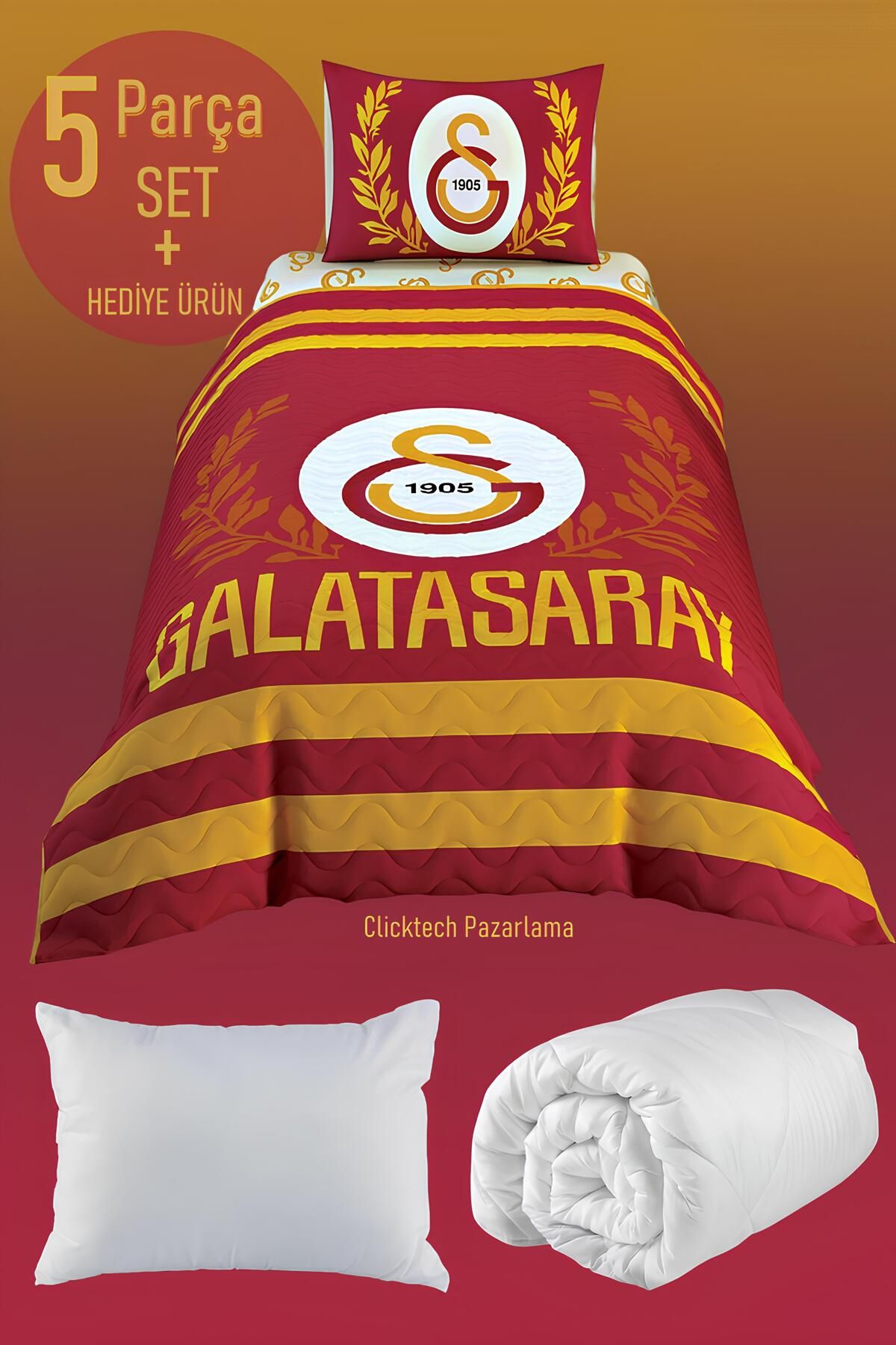 Taç Galatasaray Tek Kişilik 4 Mevsim Set - 5 Parça + Hediye Ürün