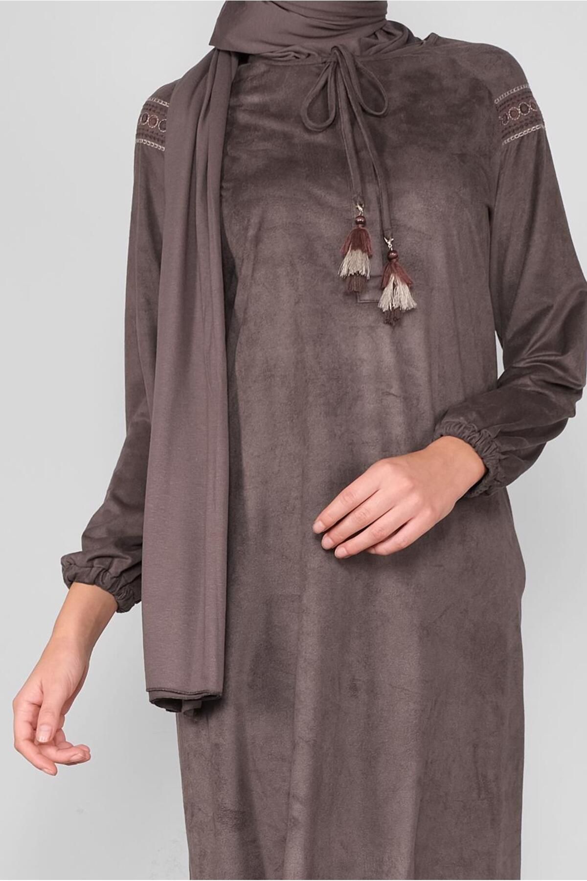 TRENDTESETTÜR-Women's Gray Lace-up Collar Tunic 40263 4