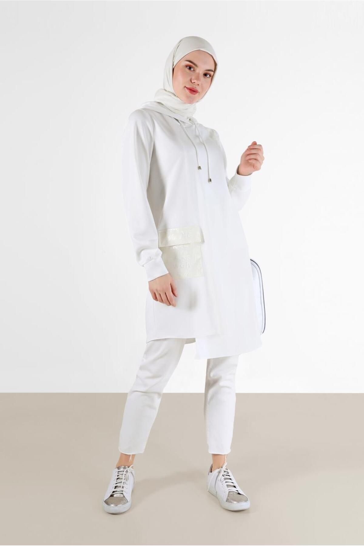 Alvina-Writing Printed Hooded Tunic 42276 2