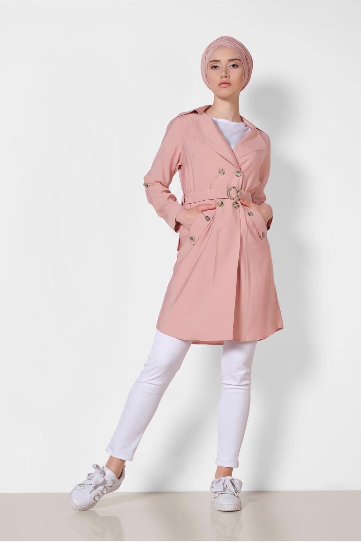 TRENDTESETTÜR-Buttoned Pocket Trench Coat 4057 1