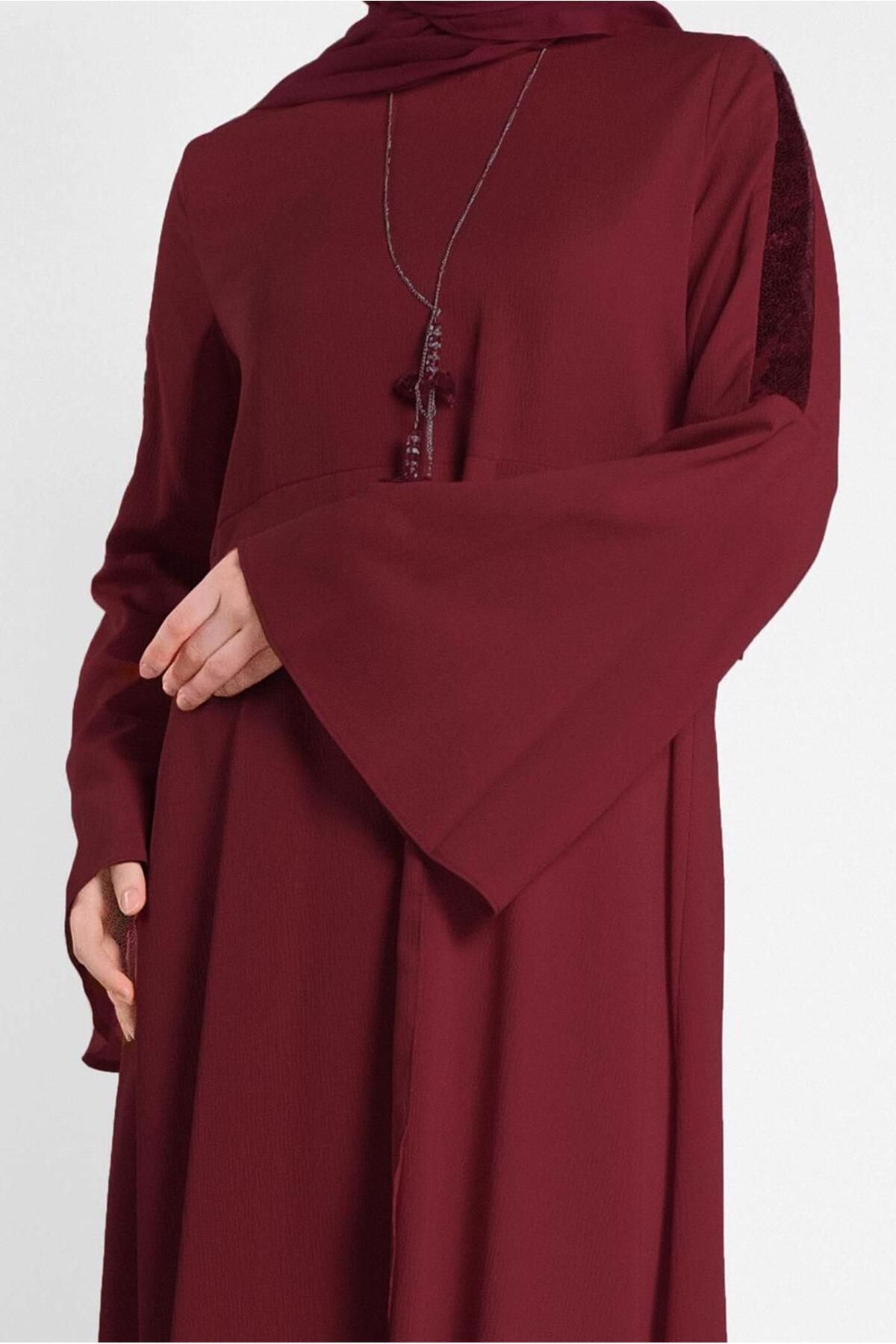 TRENDTESETTÜR-Tunica de dama cu paiete cu volan rosu Claret 4262 4