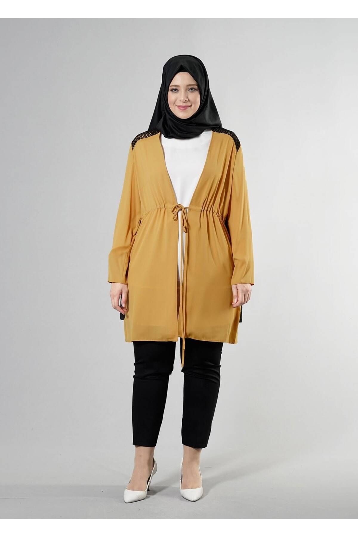 TRENDTESETTÜR-Women's Orange (K.HARDAL) T 2516 Port Crepe Plain Hijab Jacket 1