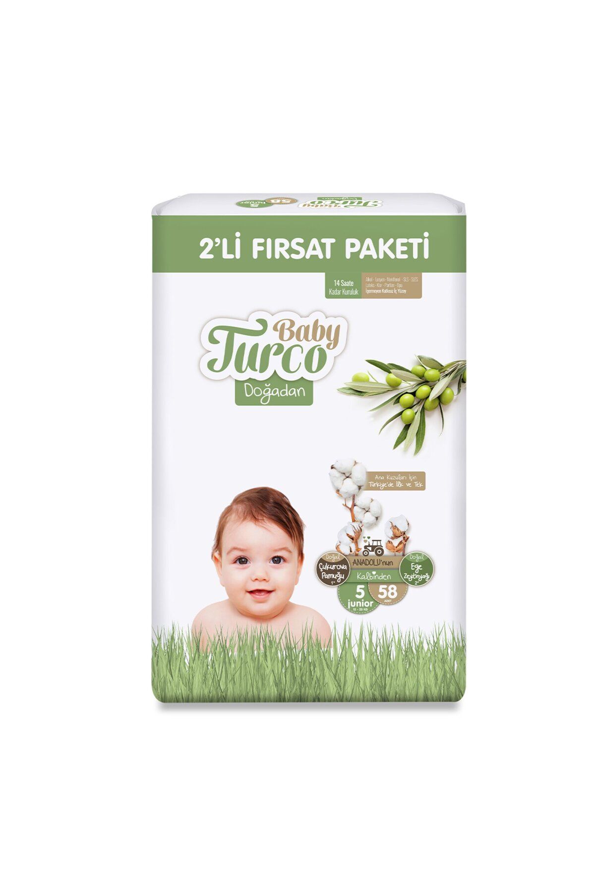 Baby Turco Doğadan 2'li Fırsat 5 Junior 12-25Kg 58'li