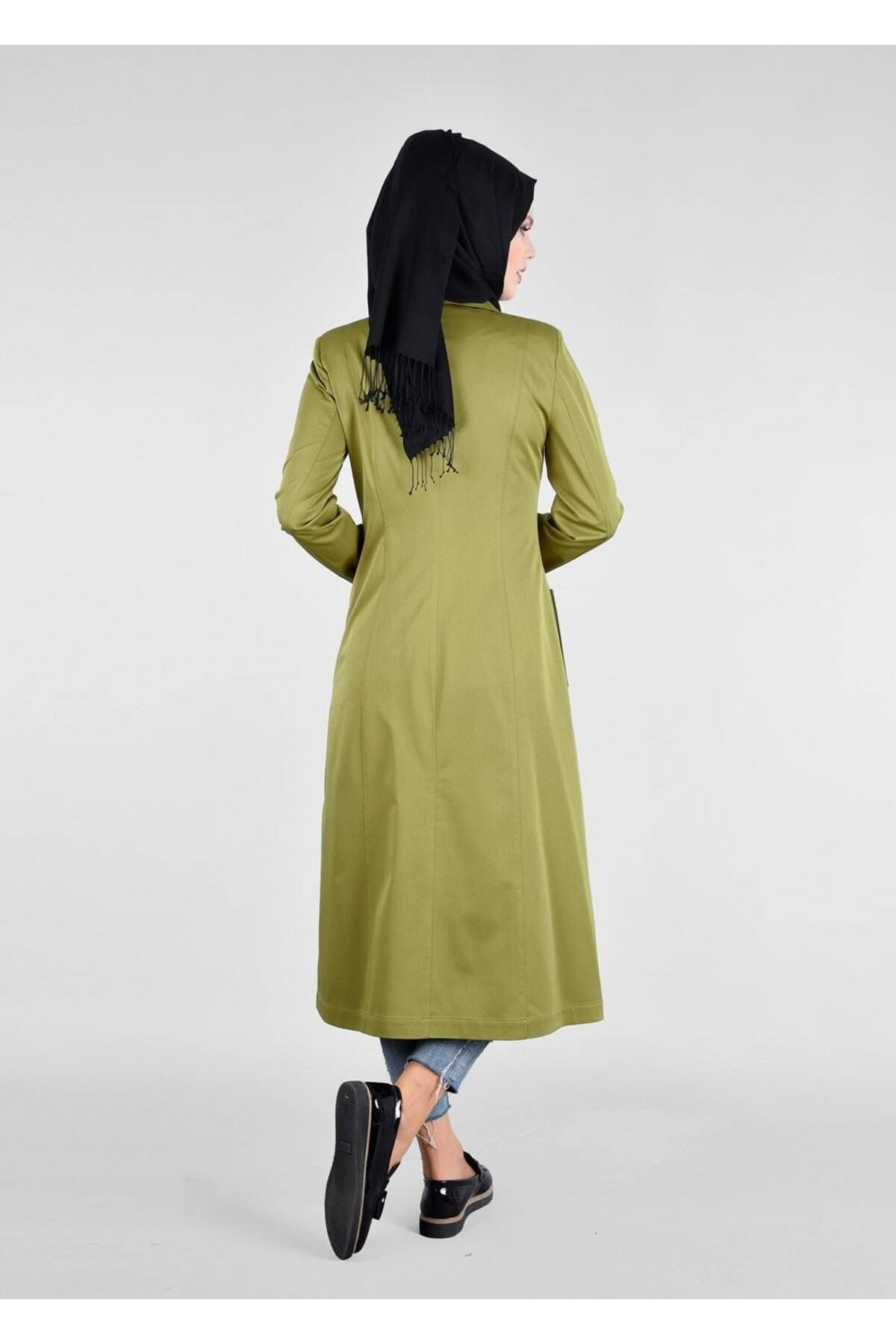 TRENDTESETTÜR-Women's Green (Y.GREEN) T 1807 Yaren Hijab 43717 Trench 3