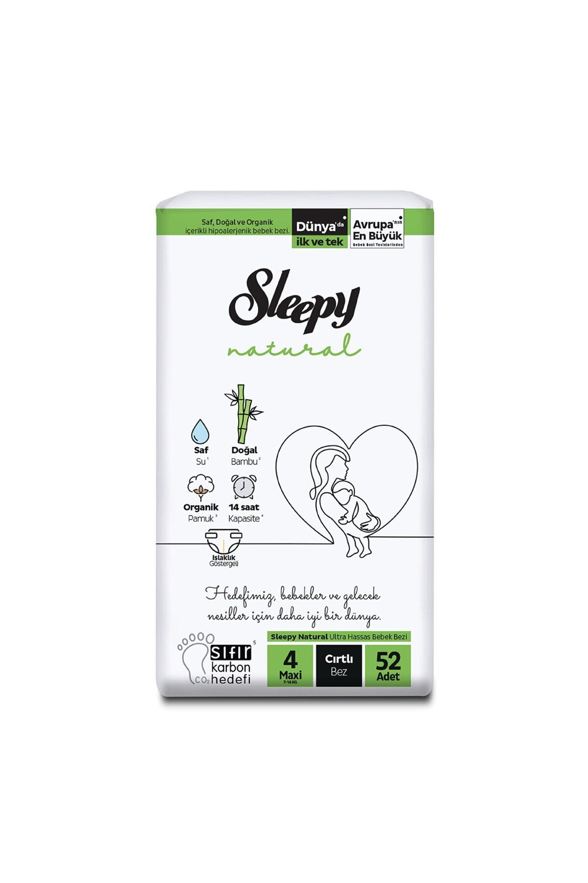 Sleepy Natural Jumbo Paket 4 No Maxi 7-14 Kg 52'li