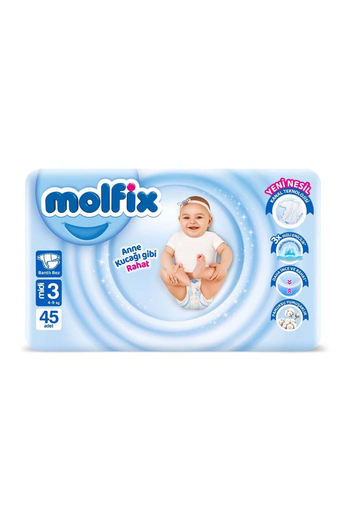 Molfix Molfıx Avantajlı Paket 3 Beden Midi 4-9 Kg 45'li