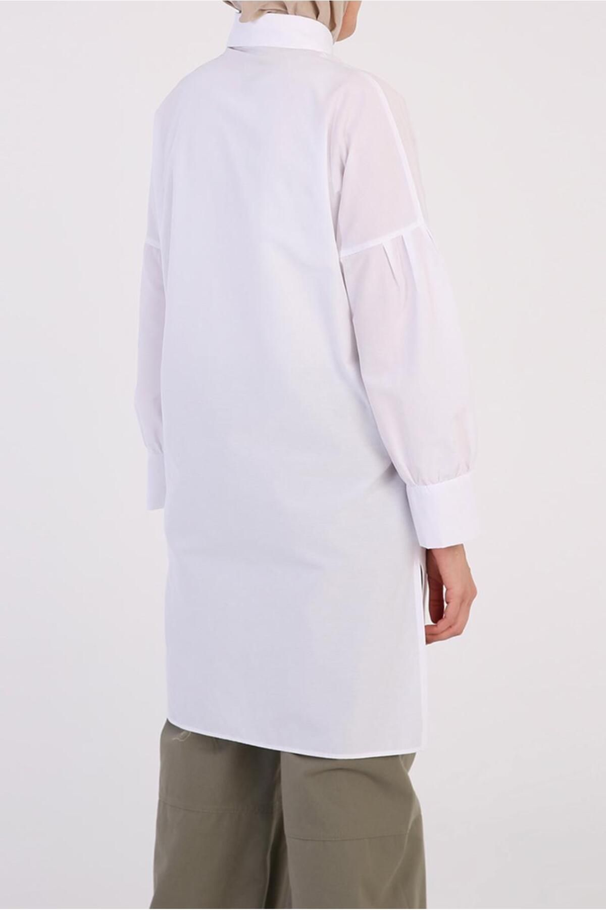 TRENDTESETTÜR-White Buttoned Women's Tunic 25005 3