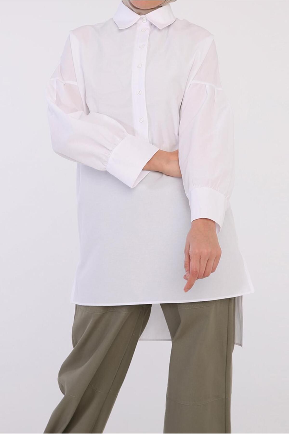 TRENDTESETTÜR-White Buttoned Women's Tunic 25005 1