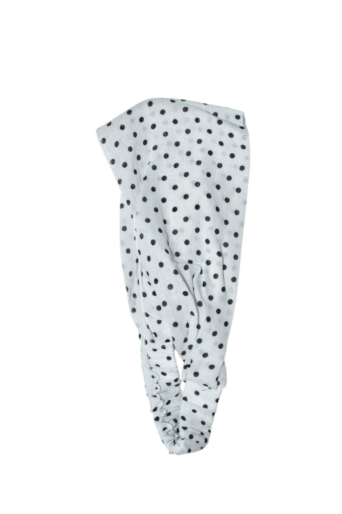 artı bir bodrum-White Polka Dot Elastic Parachute Bandana 1