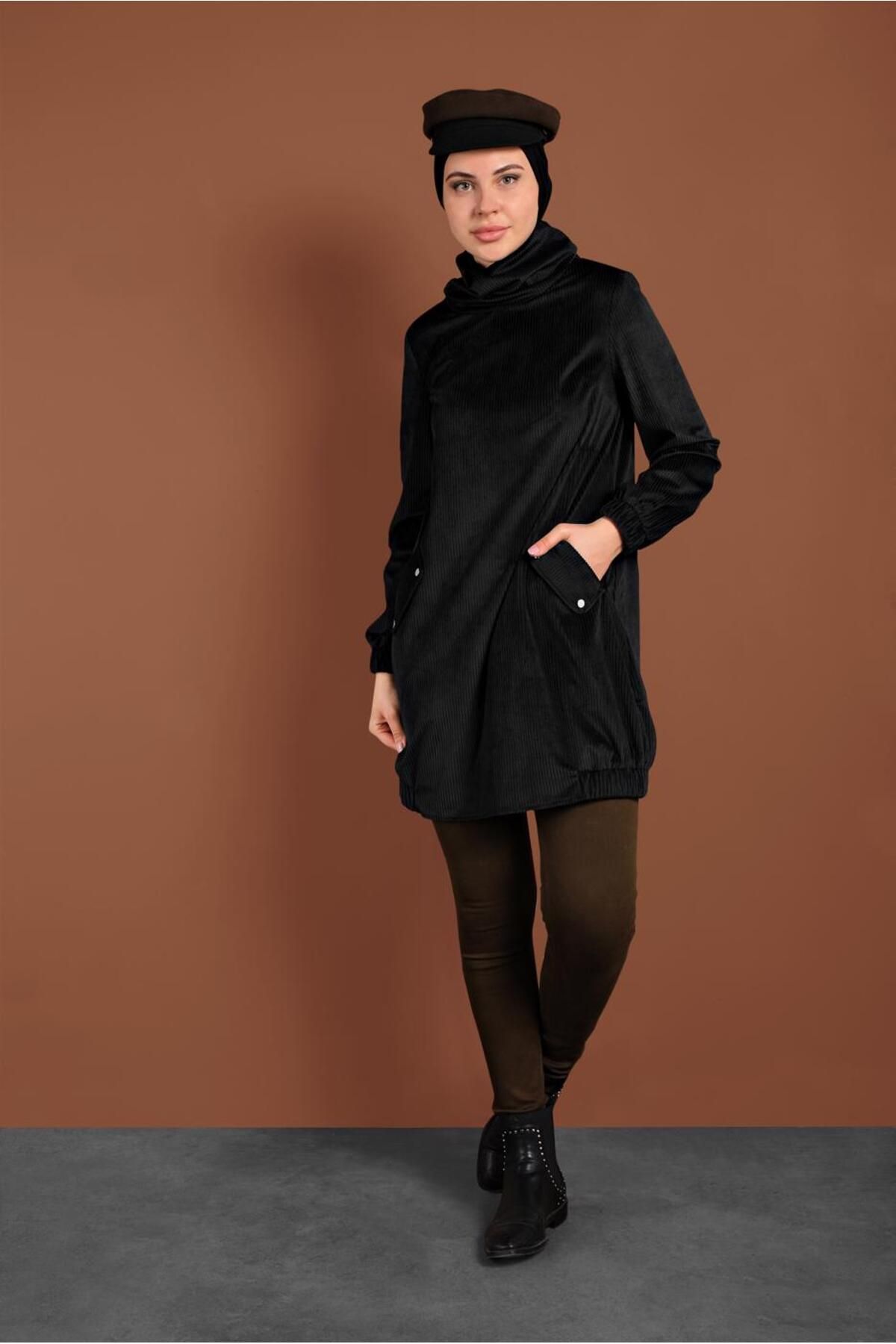 تونیک مخمل یقه شال 40336 Alvina