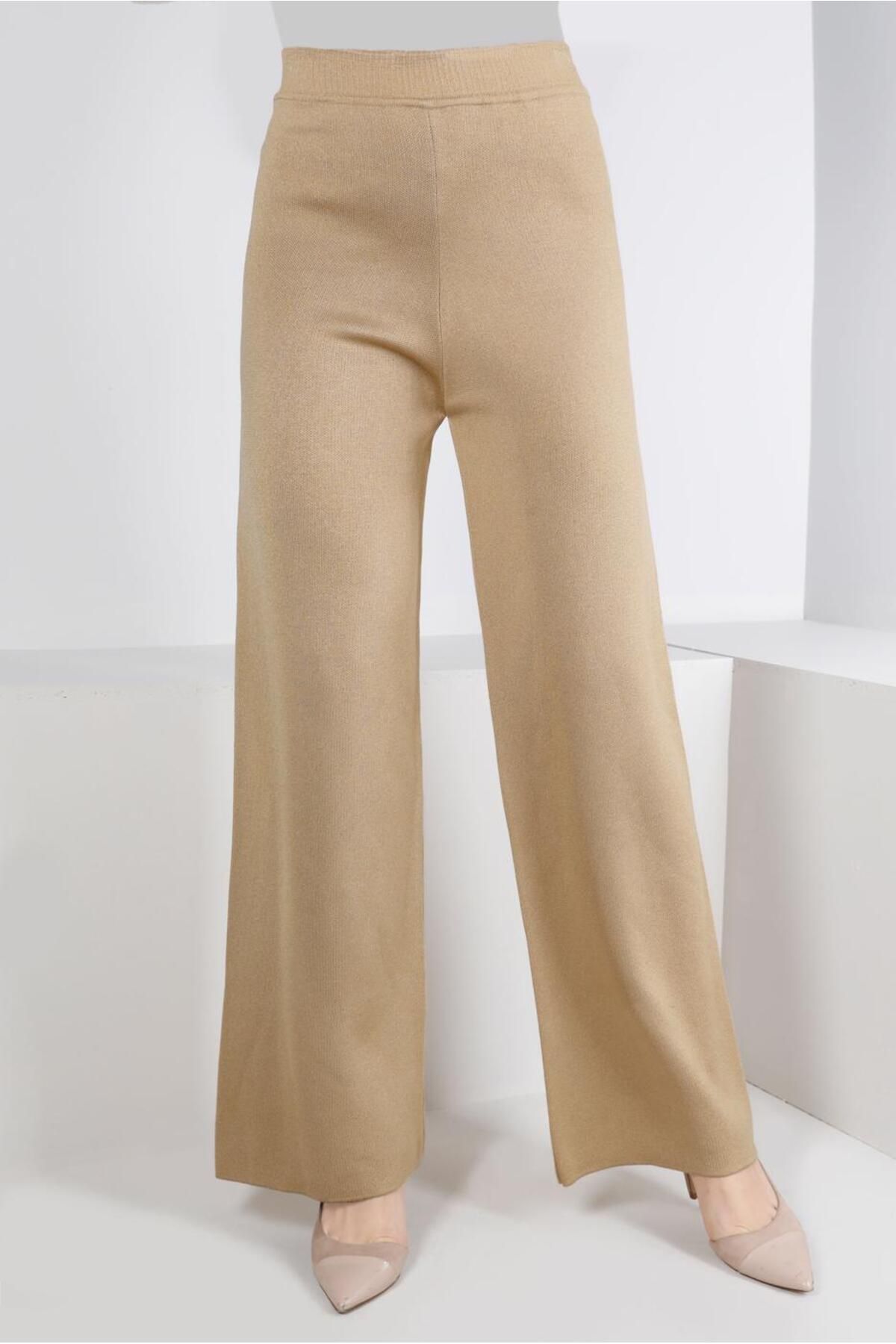 TRENDTESETTÜR-Pantaloni de tricotaj de bază maro (CAMEL) pentru femei 70260 1