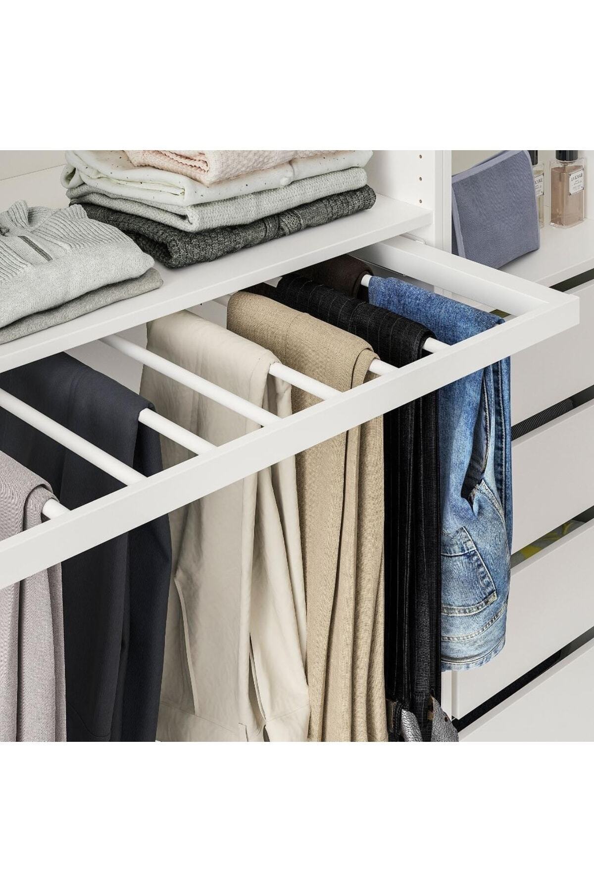 IKEA Komplement Sürgülü Pantolon Askısı, Beyaz 100x58 Cm