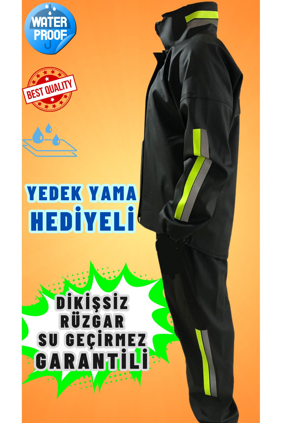 USTEKS Unisex Yağmurluk - Rüzgar Su Geçirmez Garantili - Alt Üst Takım