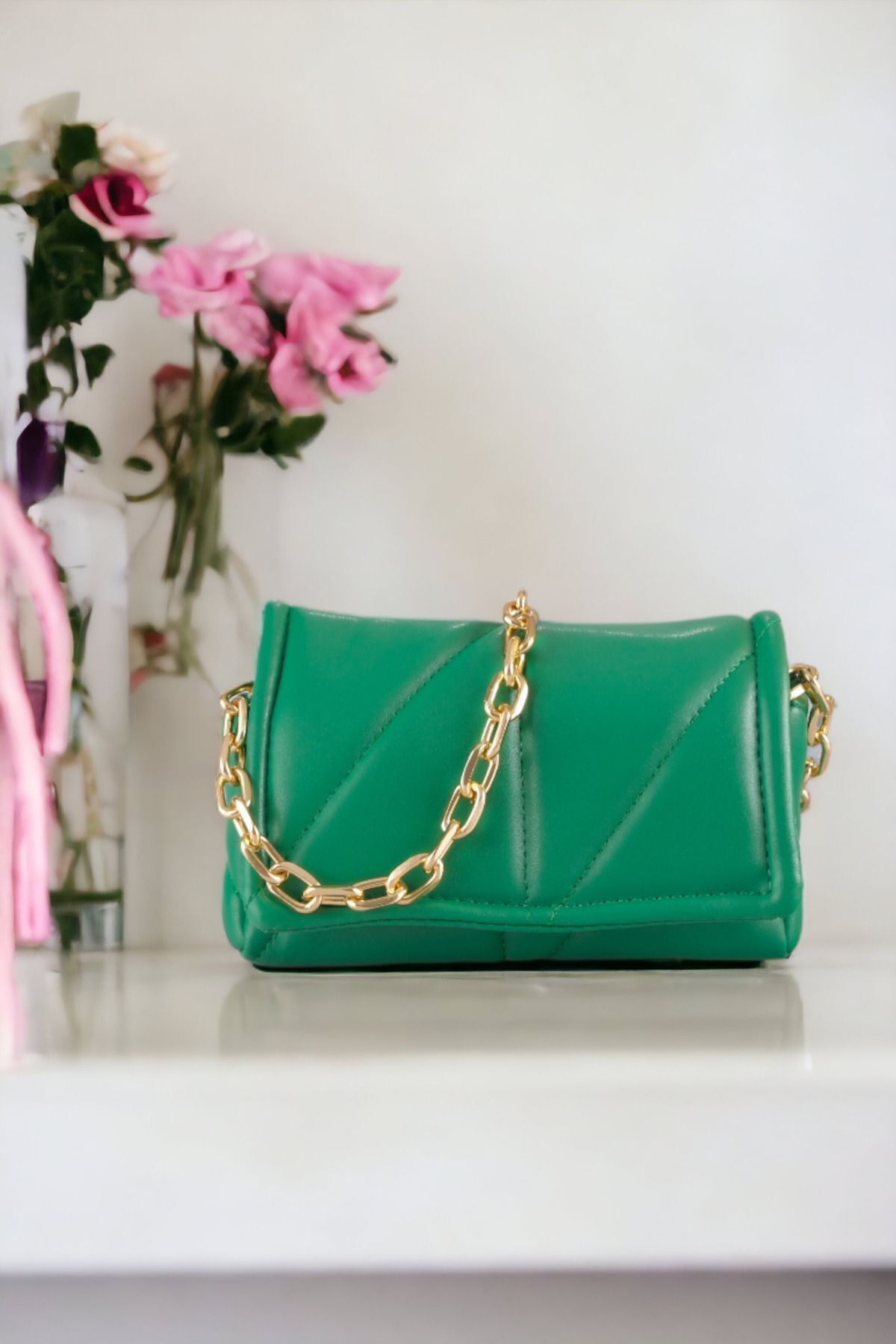 WATCHOFROYAL-Women's Bag Quilted Women's Mini Green Leather Crossbody Shoulder and Handbag Celia 1