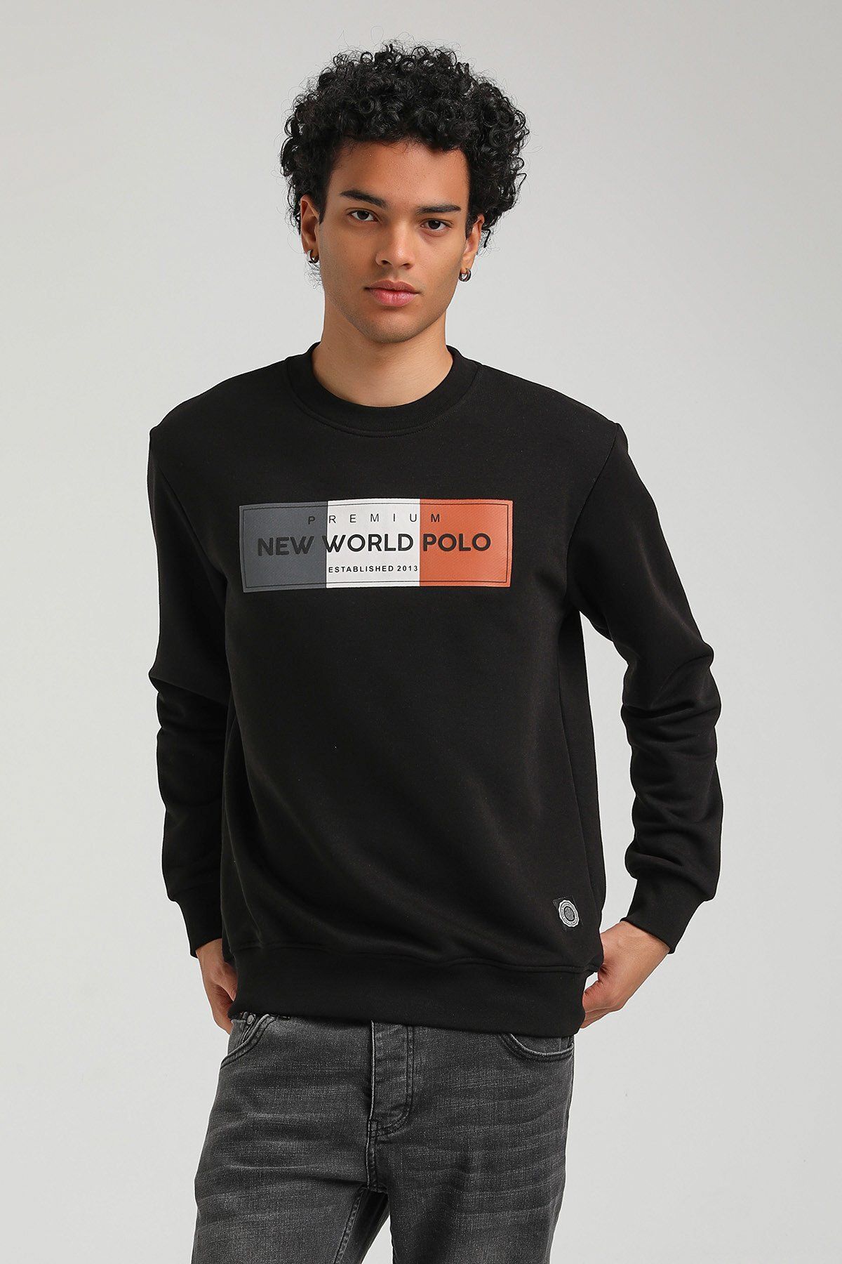 NEW WORLD POLO-Crew Neck Black Slim Fit Sweatshirt 23FWM60155 3