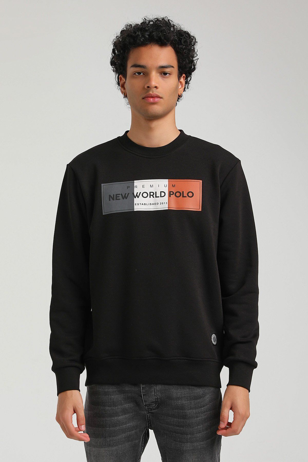 NEW WORLD POLO-Crew Neck Black Slim Fit Sweatshirt 23FWM60155 1