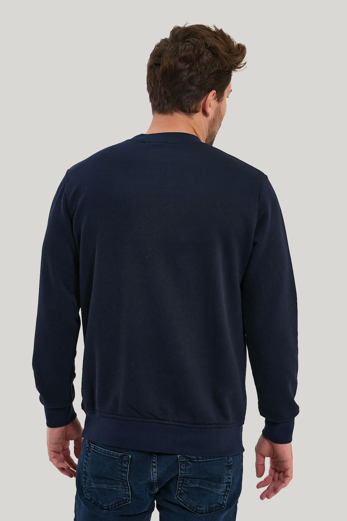 NEW WORLD POLO-Slim Fit mikina Crew Neck Navy Blue 23FWM60161 7