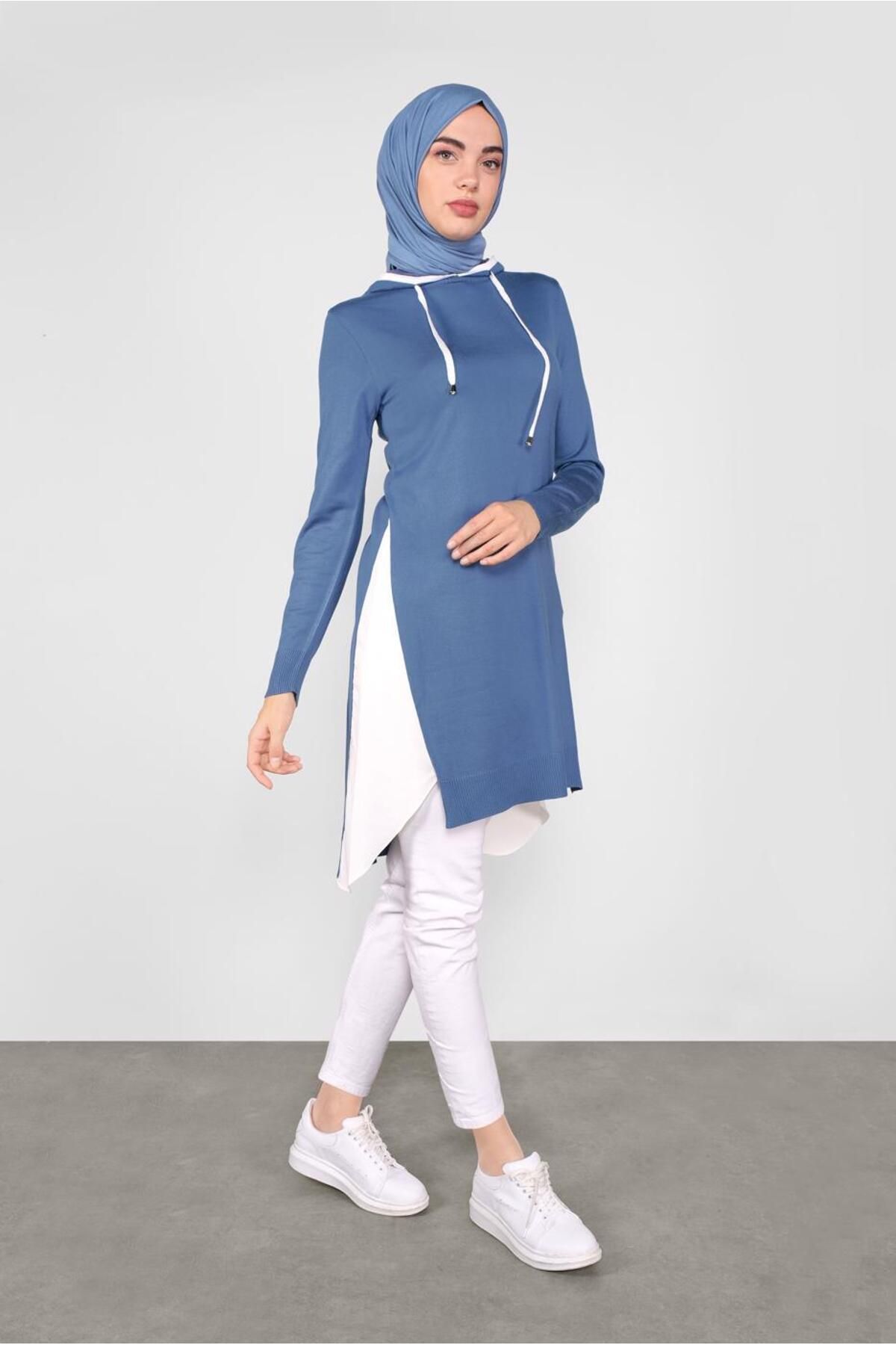 تونیک بافتنی کلاه دار پیراهن 41060 Alvina