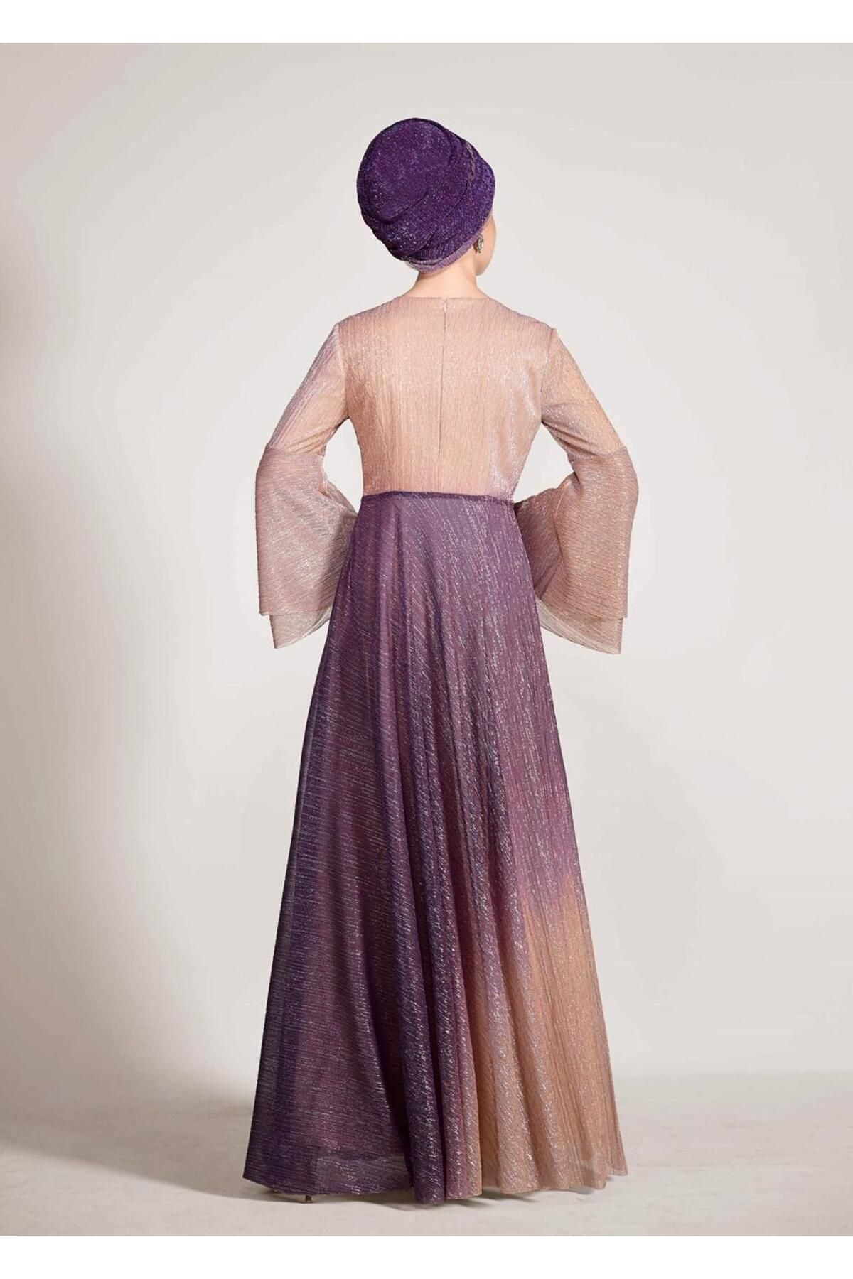 TRENDTESETTÜR-فستان سهرة نسائي رمادي (أحجار-أرجواني) متدرج من الحجر T 5424 3