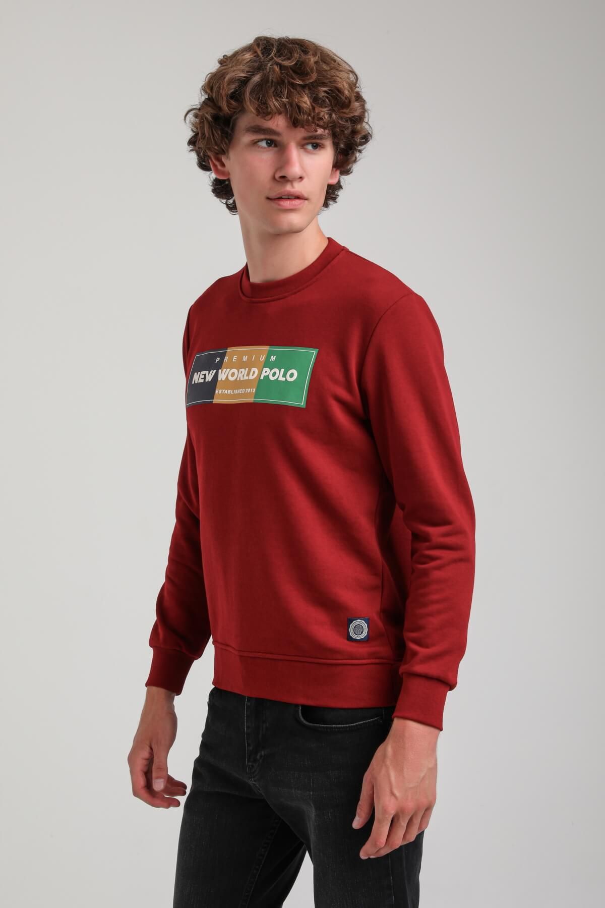 NEW WORLD POLO-Crew Neck Burgundy Slim Fit Sweatshirt 23Fwm60155 3