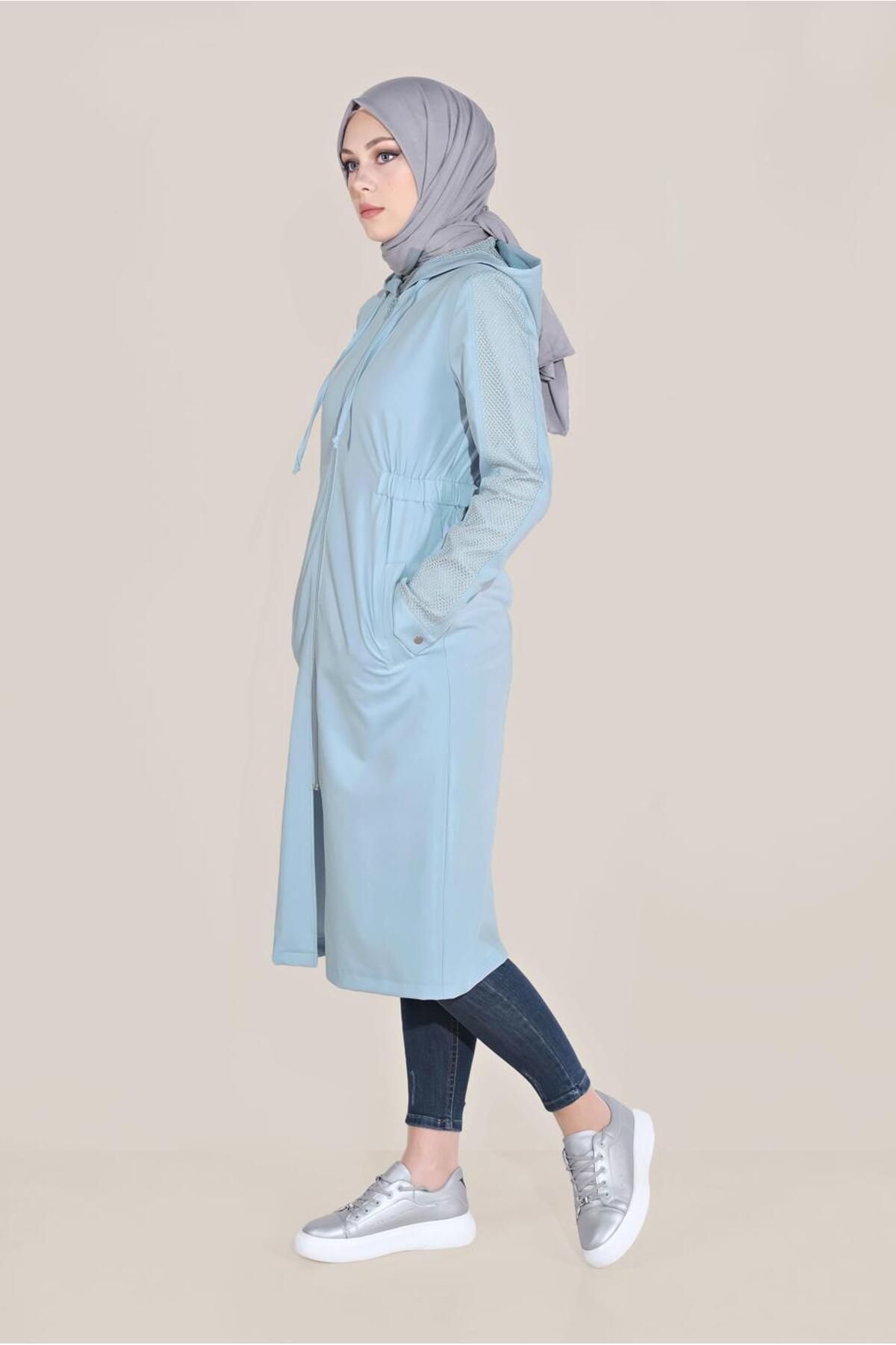 TRENDTESETTÜR-ملابس نسائية بتفاصيل شبكية زرقاء 40666 2