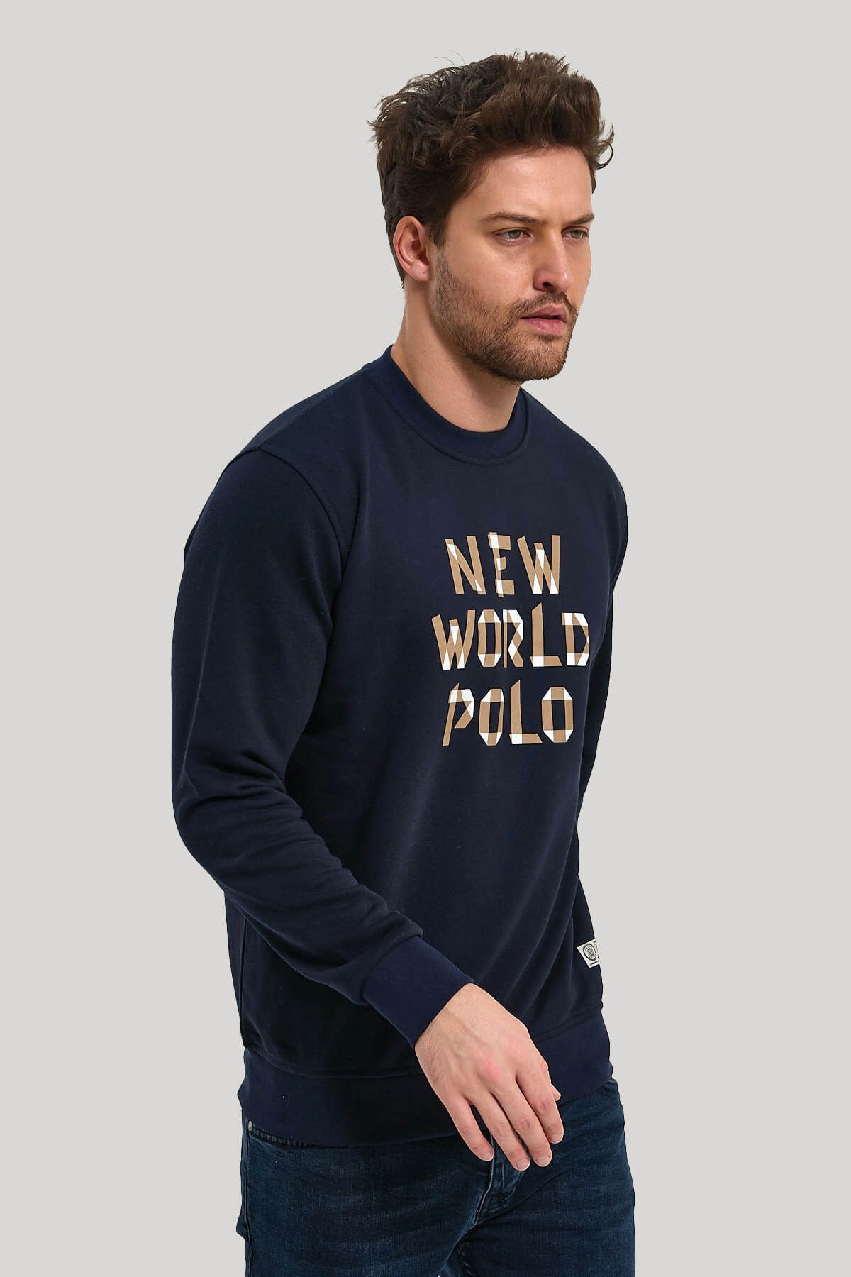 NEW WORLD POLO-Slim Fit mikina Crew Neck Navy Blue 23FWM60161 2