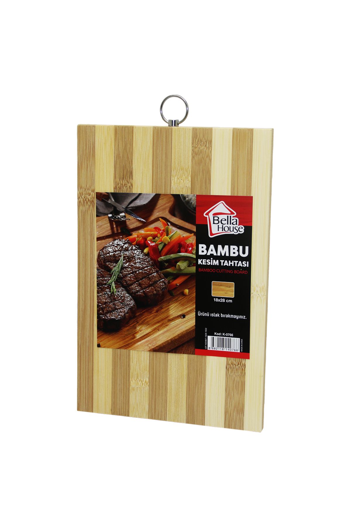 NLB TİCARET BEYAZ ÇİZGİLİ BAMBU KESİM PANO METAL KULPLU 18X28CM (4767)