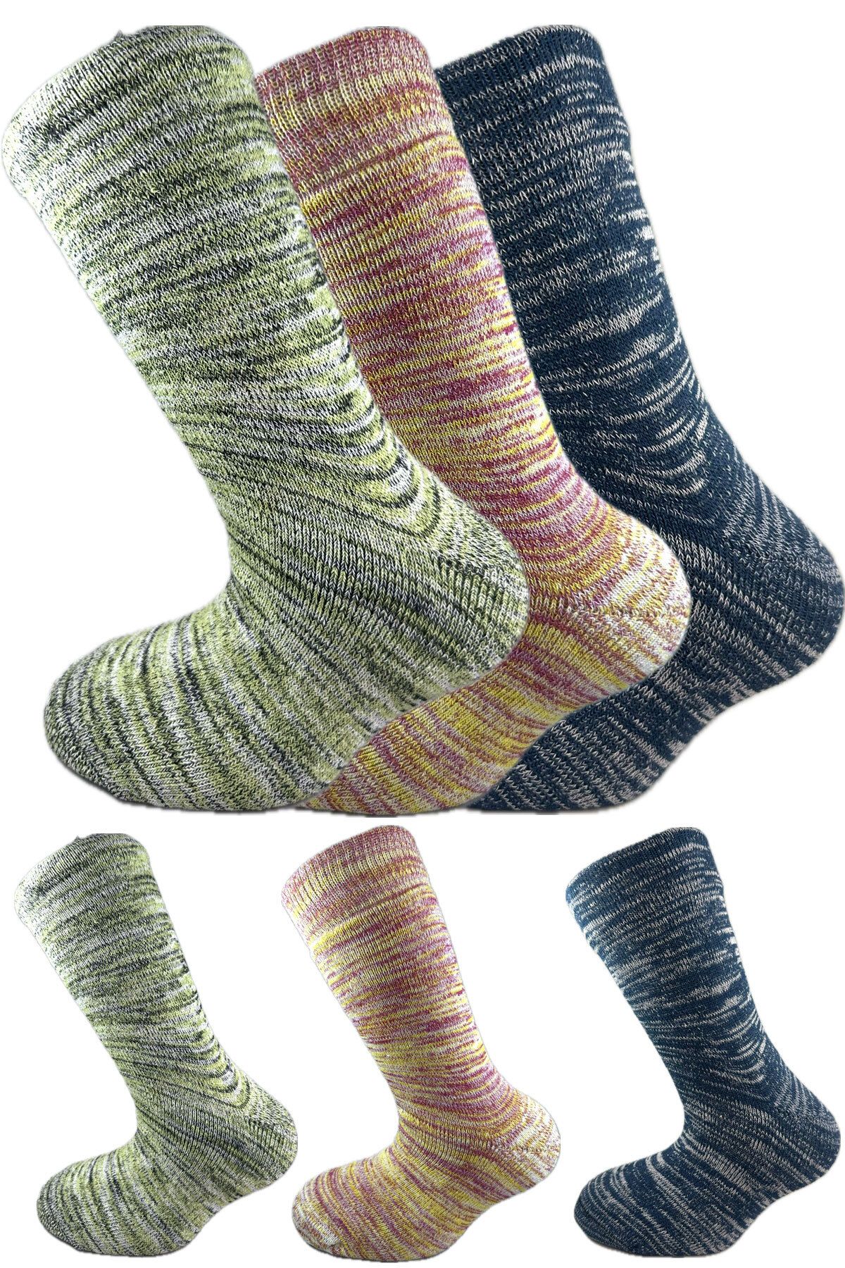 SİHİRLİ AYAKLAR 3 Perechi De Șosete Termice Unisex Colorate Pentru Bărbați Și Femei - Absorbanți De Căldură Groși Și Caldi 38-42 Femeie - 38-42