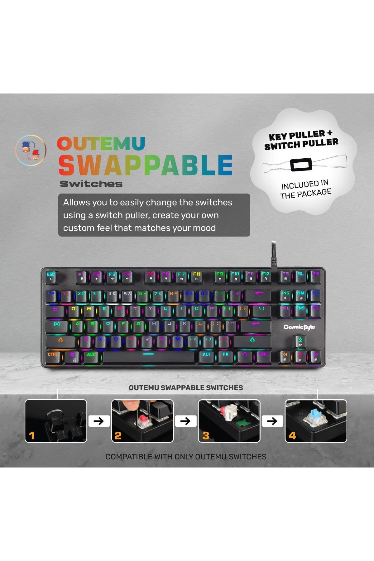Cosmic Byte-CB-GK-18 Firefly Per-Key RGB TKL Mechanical Keyboard , Macros, Software (Black) 2