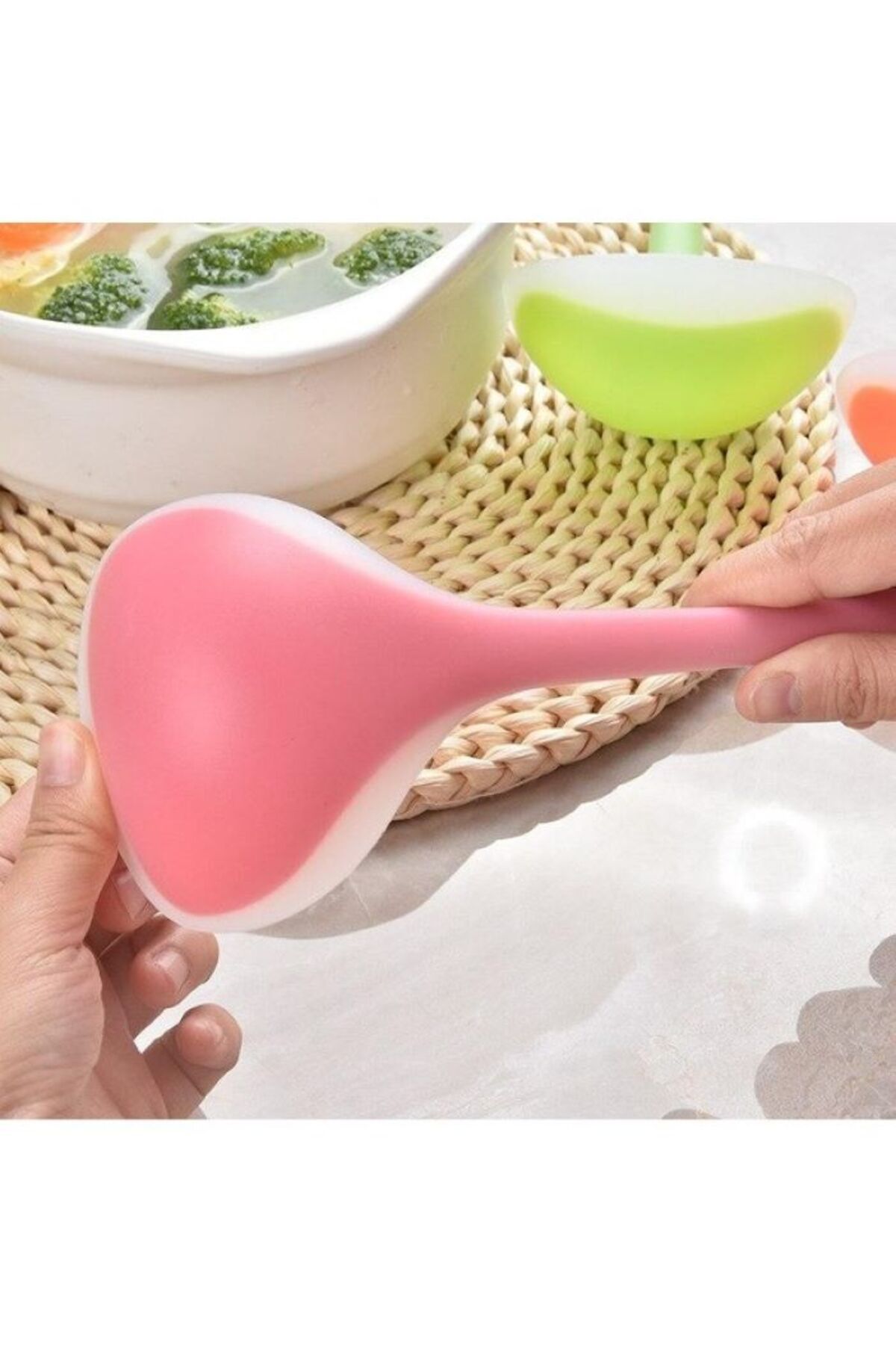 Tantitoni-Silicone, 4-Piece, Serving Set, Silicone Serving Set, Ladle, Colander, Spatula, Soft Set4Sffv 8