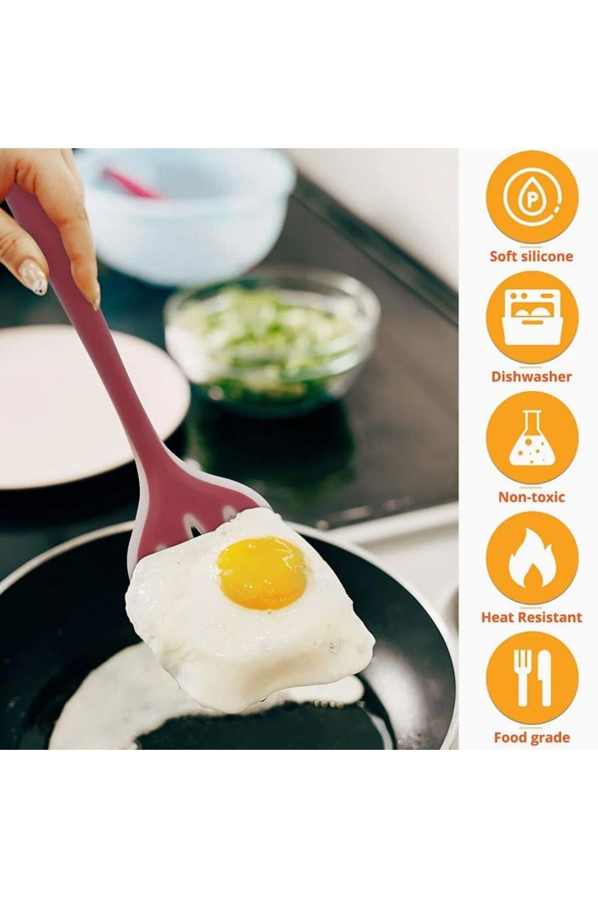Tantitoni-Silicone, 4-Piece, Serving Set, Silicone Serving Set, Ladle, Colander, Spatula, Soft Set4Sffv 2