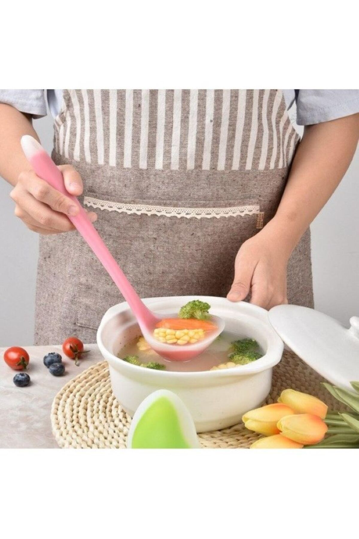 Tantitoni-Silicone, 4-Piece, Serving Set, Silicone Serving Set, Ladle, Colander, Spatula, Soft Set4Sffv 3