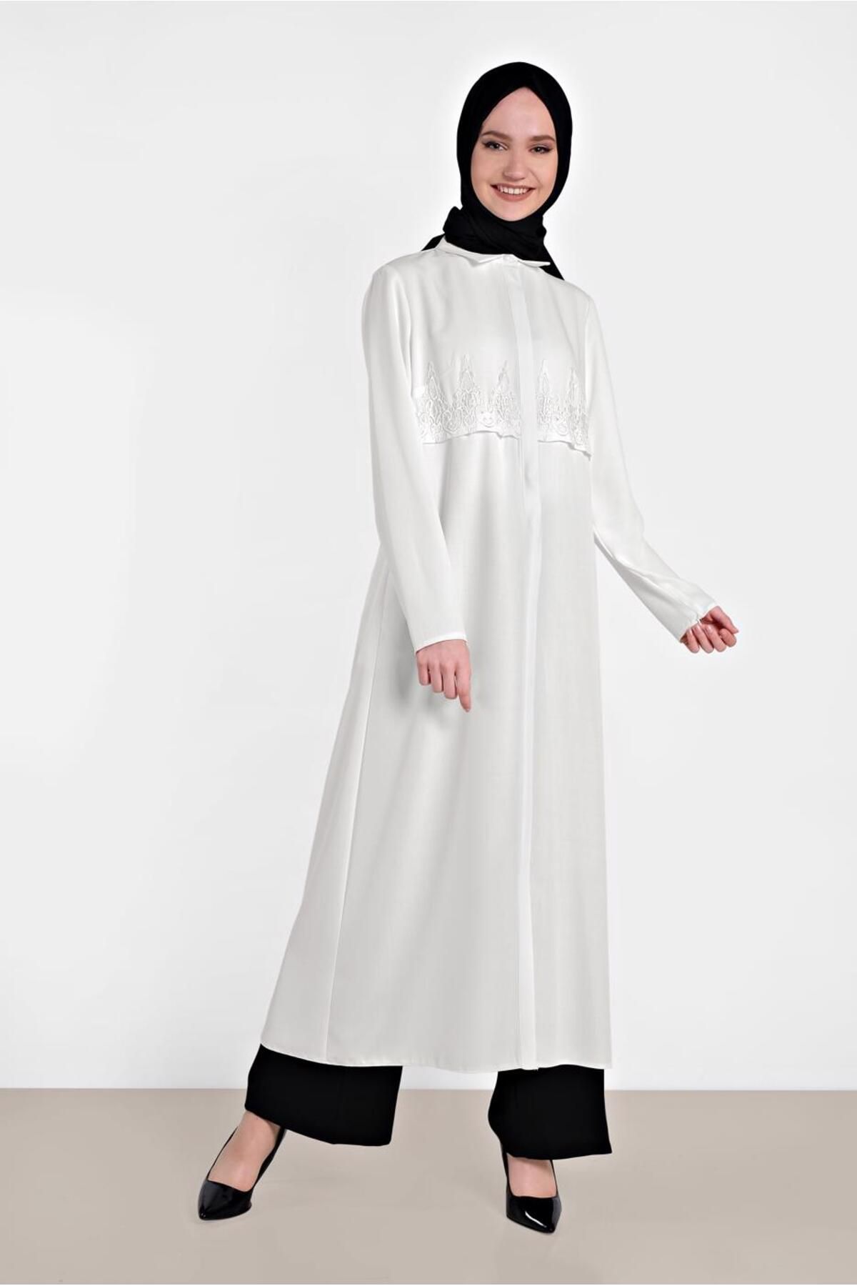 تونیک گلدوزی شده با کاف های زیپی دار 4457 Alvina