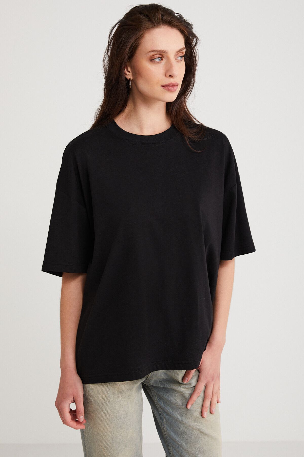 ETHIQUET-Martina Women - 100% Organic Cotton Crew Neck Μαύρο T-shirt - Regular Fit 3