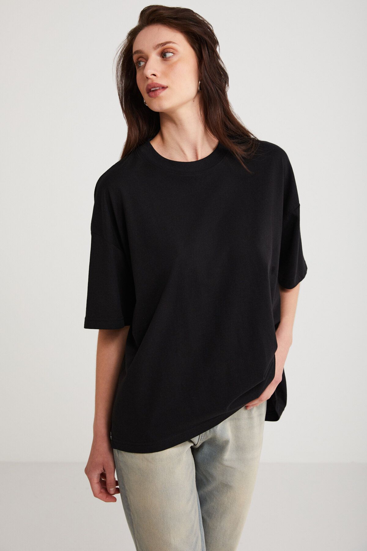 ETHIQUET-Martina Women - 100% Organic Cotton Crew Neck Μαύρο T-shirt - Regular Fit 4