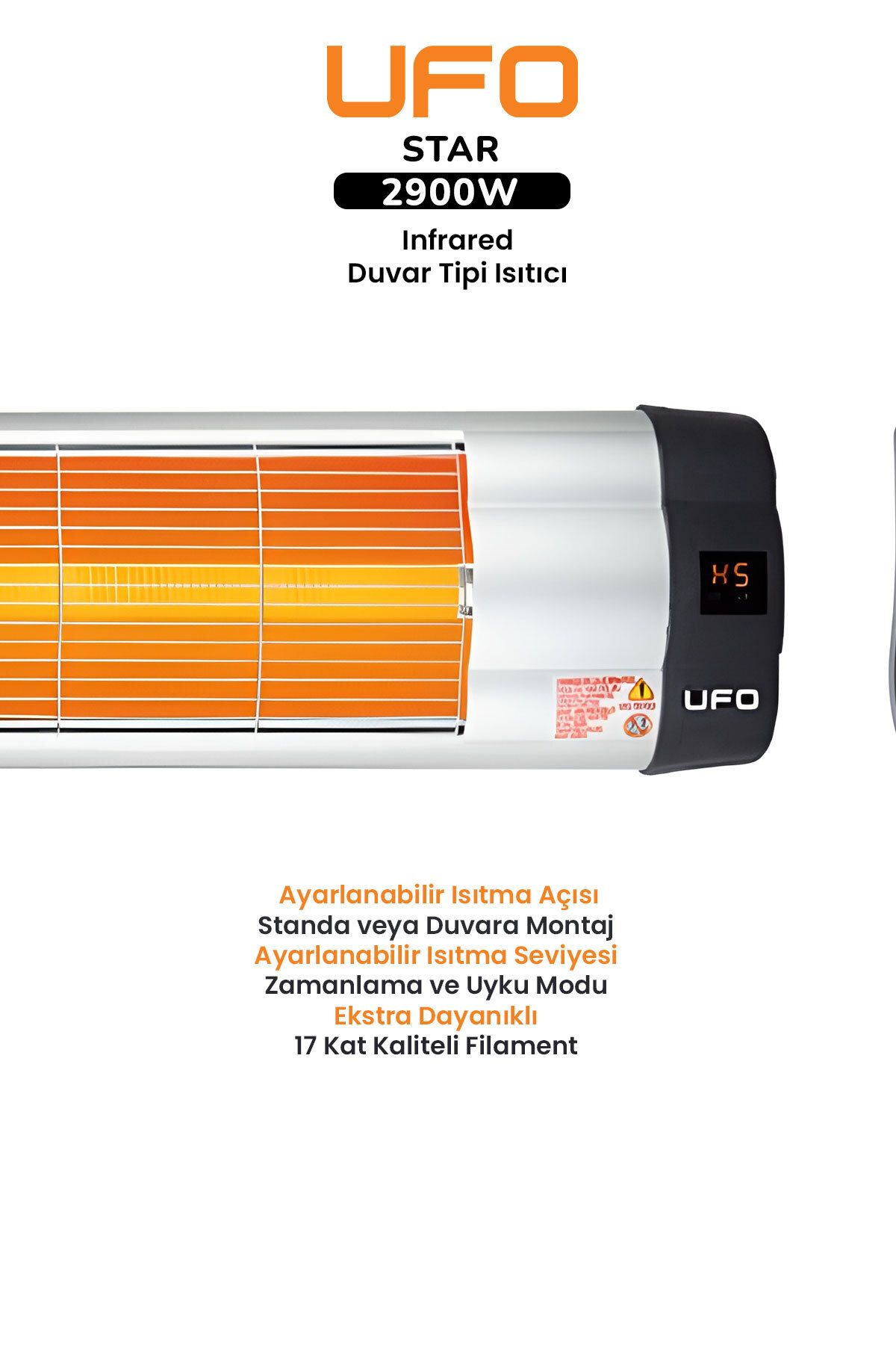 UFO Star 2900 Infrared Duvar Tipi Isıtıcı - Termostatlı