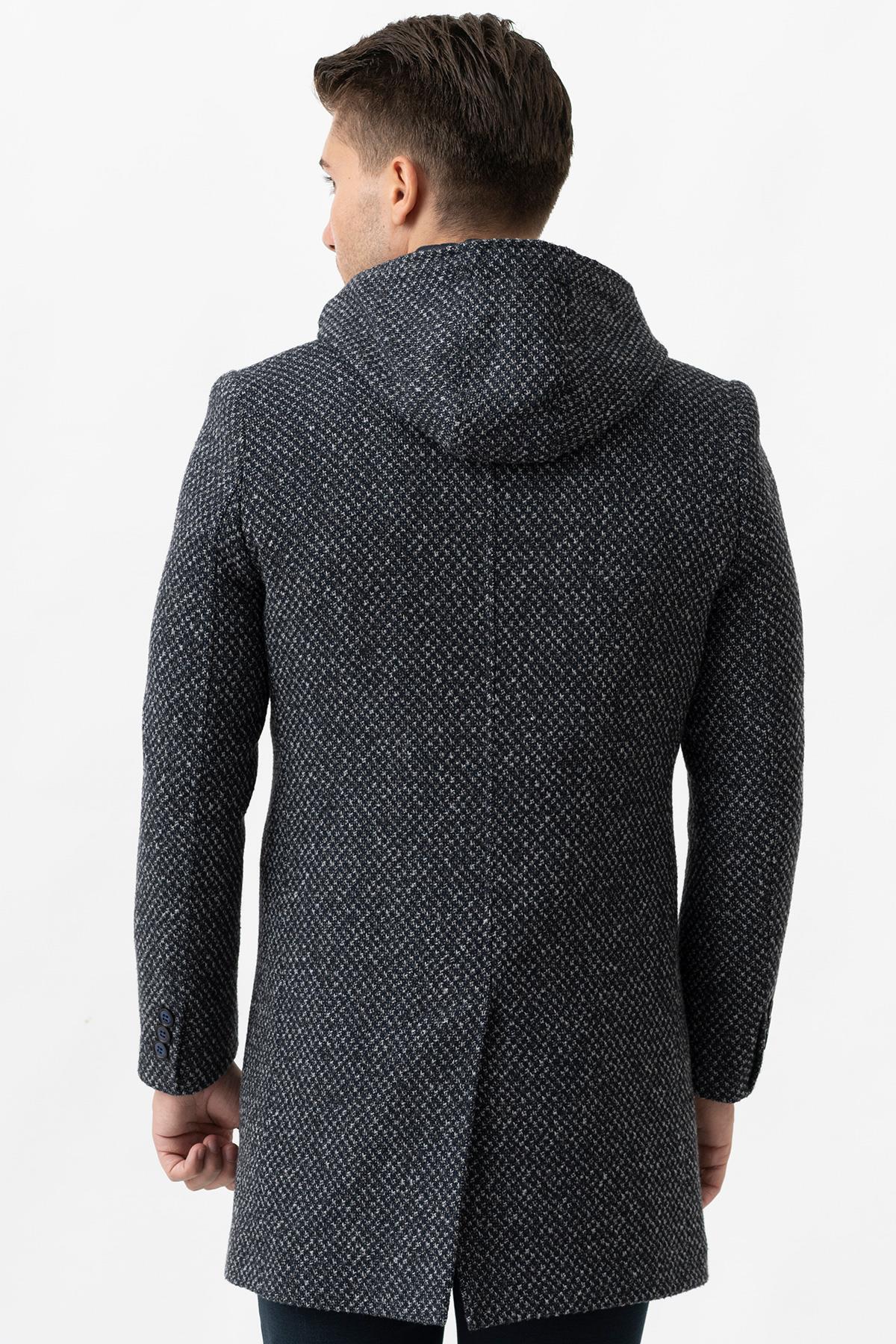 White Stone  Ancona 4024 Slim Fit Kapüşonlu Ceket Yaka Pamuklu Kaban Laci - Görsel 6